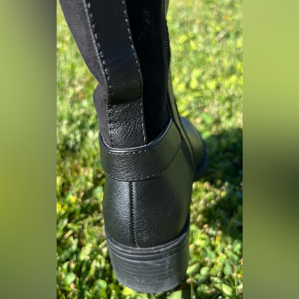 Franco Sarto Black Tall Leather & Suede Riding Boots - Picture 7 of 12